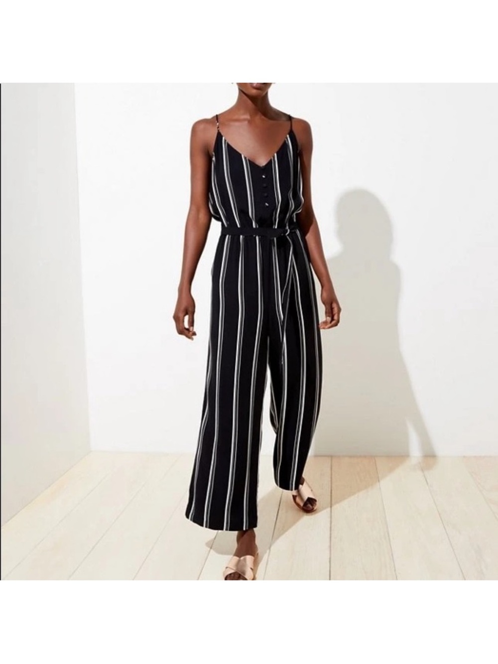 Loft black and white jumpsuit